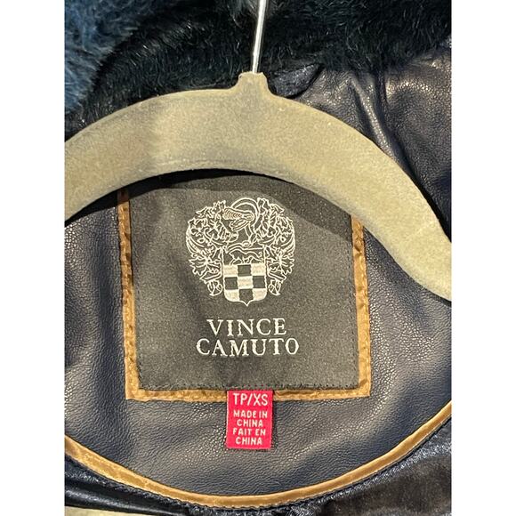 Vince Camuto Blue Faux Fur Vest Cinch Waist Size X Small - Picture 2 of 7